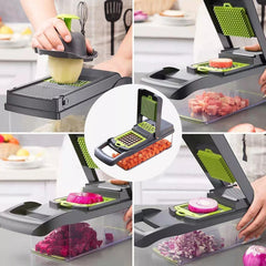 15-In-1 Kitchen Tool for Preparing Salads, Fruits, And Vegetables, Including a Peeler, Cutter, Slicer, Dicer, And Chopper.