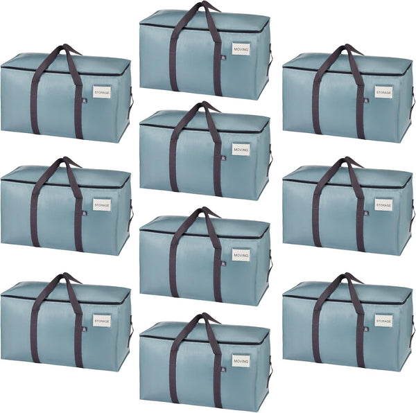 VENO 8 Pack Extra Large Moving Storage Bags with Zips, Heavy-Duty Organizer Tote, Moving Box Alternative, Packing Supply, Clothes Storage Bin, Tag Pocket for Label, Water-Resistant (Clear, 8 Pack)