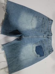 New European & American Style Women'S Heavy-Duty Rhinestone & Beaded Denim Shorts, High Waist Ripped Straight Leg Bermuda Capris, Made of Breathable, Cool, Soft And Comfy Fabric. Perfect for Summer Outdoor Casual Wear