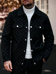Men's Collared Shirt Thin Jacket Coat Casual Versatile Trendy High-End Workwear Top Checkered Spring/Autumn Shirt Jacket No Lining