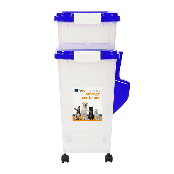 Taylor & Brown 3-Piece 50L Airtight Pet Food Storage Container Combo with Scoop and Treat Box for Dog Cat and Bird Food, Keep Pests Out, Translucent Body, Easy Mobility