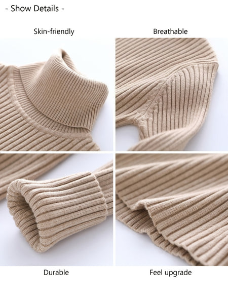 3pcs Women's Solid Color High Neck Turtle Neck Sweaters - Long Sleeve Office Wear, Soft Stretchable Winter Pullover, Suit Top, Machine Washable for or Semi-Formal Attire