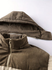 2025 New Winter Removable Hood Jacket Men'S Casual Print Hooded Coat Thick Trendy Jacket Top Men'S