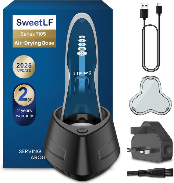 Sweetlf Electric Razor for Men, 120 Min Shaving, Fast UK Adapter (1H Charging),100% Waterproof, Wet & Dry Rotary Shavers for Men with Pop-Up Trimmer, LED Display, Dark Blue