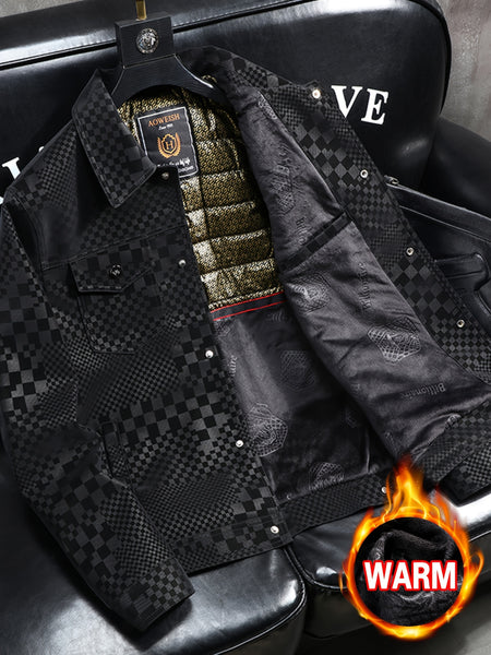 Men's Checkered Jacket with Lapel