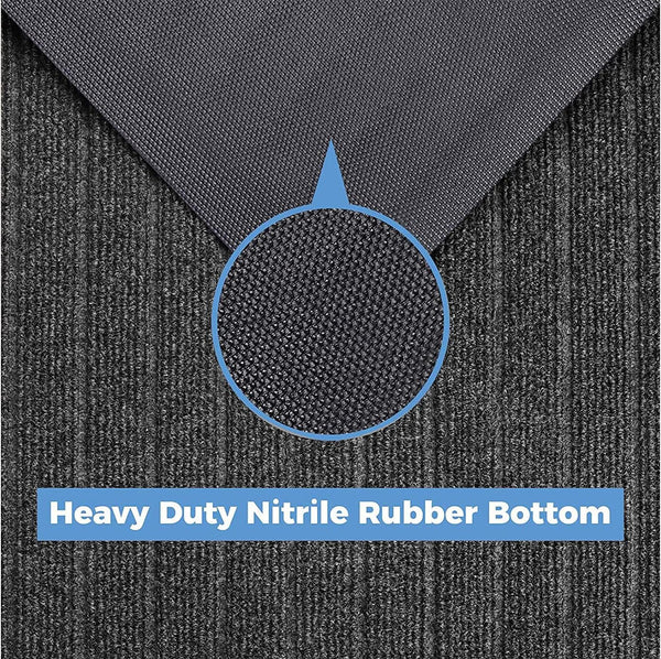 1pc Indoor/Outdoor Rug – 7 Stripe Polypropylene Woven Design with PVC Rubber Back – Heavy-Duty, Waterproof, Non-Slip Dirt-Grabber – Ideal for Entrance, Hallway, Kitchen, Living Room & High-Traffic Areas