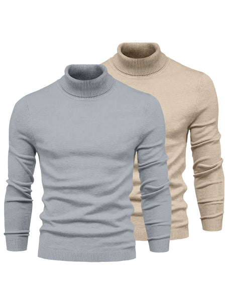 [Xingmengzhi OBM] 2pcs Men'S Turtleneck Long Sleeve Sweater Set