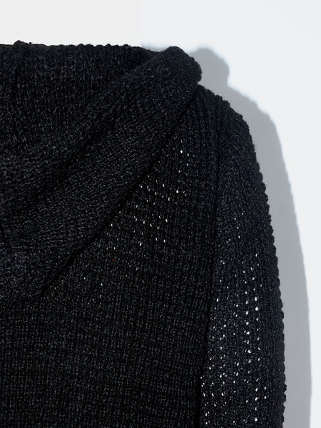 Men's Casual Sport Sweater, Long Hooded Knit Cardigan with Thick Yarn Knitting, Large Side Pockets, Loose Fit, Warm and Stylish, for a Casual and Stylish Look