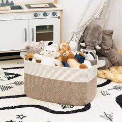 65L Large Storage Basket Blanket Baskets in Living Room, Nursery, Bedroom, Cotton Rope Baskets for Towels, Books, Toys, Dirty Clothes, Baby Storage Organiser, Grey, 65L