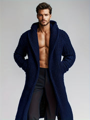 Men's Casual Sport Sweater, Long Hooded Knit Cardigan with Thick Yarn Knitting, Large Side Pockets, Loose Fit, Warm and Stylish, for a Casual and Stylish Look