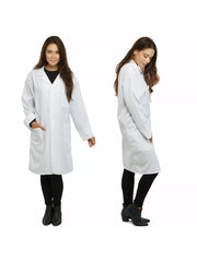 ATEK White Lab Coat - Premium Cotton Blend, Medium Size, Ideal for Food Industry, Labs, Medical Professionals - Breathable, Durable, Easy Maintenance