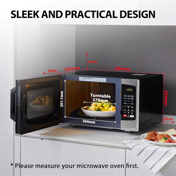 Toshiba 800W 23L Microwave Oven with Digital Display, Auto Defrost, One-Touch Express Cook, 6 Pre-Programmed Auto Cook Settings, and Easy Clean - Stainless Steel Door Handle Microwave - ML-EM23P(SS)