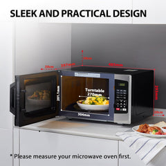 Toshiba 800W 23L Microwave Oven with Digital Display, Auto Defrost, One-Touch Express Cook, 6 Pre-Programmed Auto Cook Settings, and Easy Clean - Stainless Steel Door Handle Microwave - ML-EM23P(SS)