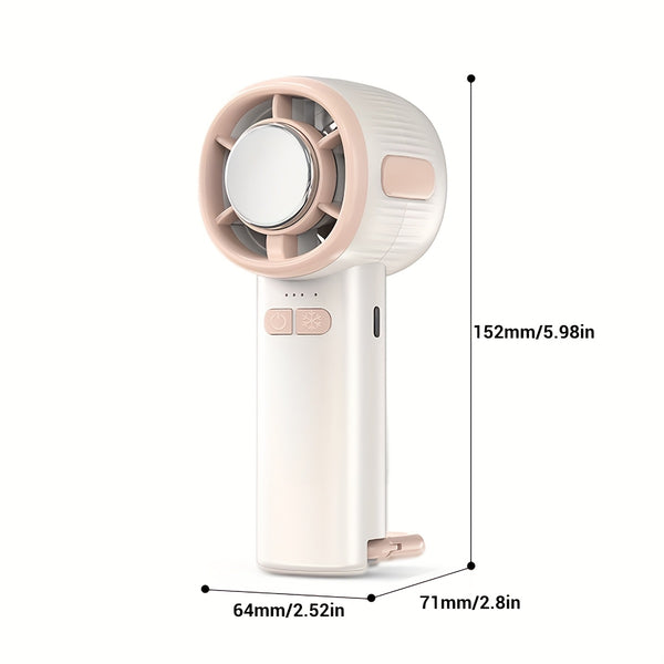 Cooling High-Speed Handheld Fan, Folding Turbo Mini Fan With 2000mAh Battery Capacity, Superconducting Ice Porcelain Cooling Technology - LED Display, Portable And Powerful For Personal, USB Rechargeable