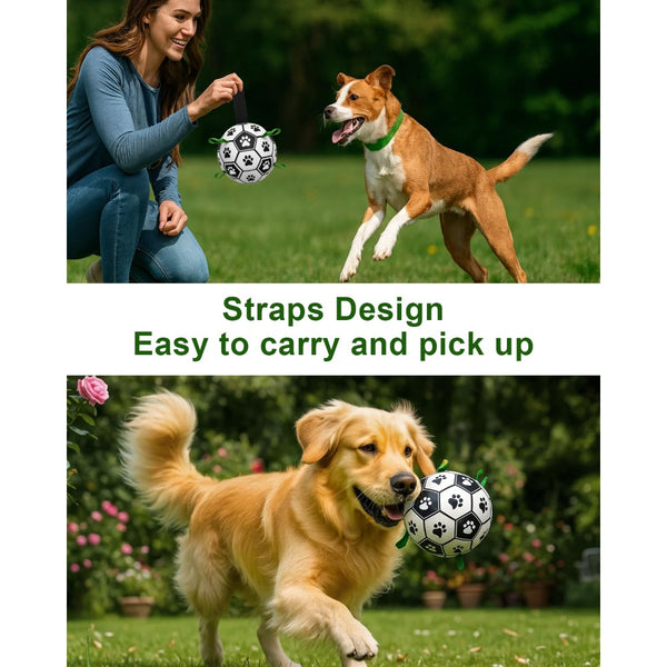 Dog Fetch Ball with Grab Straps for Small and Medium Dogs Durable Pet Play Ball for Outdoor Training Water Play and Daily Exercise