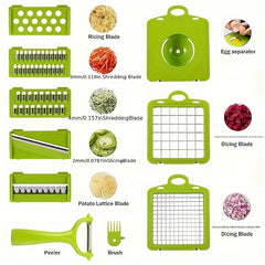 16pcs Vegetable Chopper, Multi-Purpose Fruit Slicer, Handle Food Grater, Vegetable Slicer, Cutter with Container, Onion Chopper with Multiple Interchangeable Blades