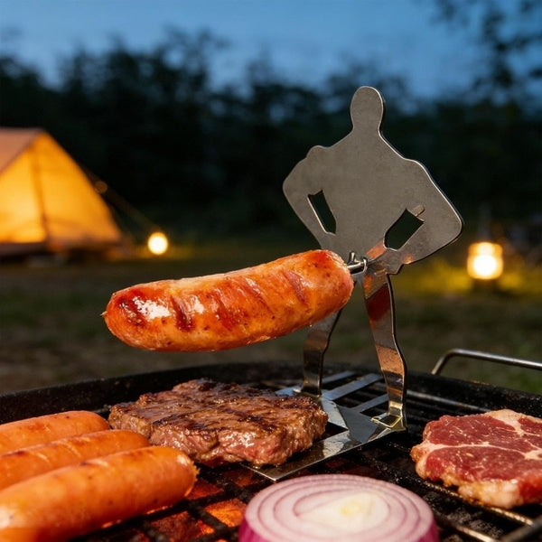 Stainless Steel Hot Dog Grill, Funky Muscle Man Hot Dog Grill, Portable Hot Dog Grill-Camping And Party BBQ Additions