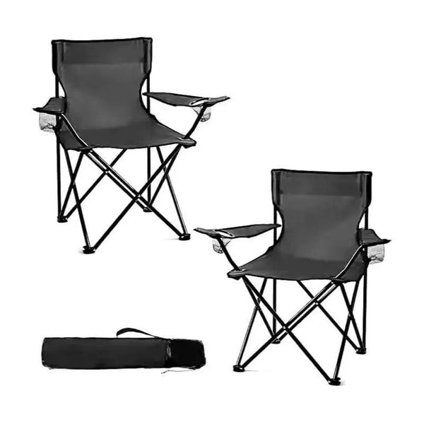 2 X Folding Camping Chair Outdoor Portable Garden Folding Camp Chair with Cup Holder