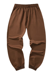 Three-pc Men's Solid Color Plain Elastic Waistband Drawstring Ribbed Cuffed Casual Jogger Pants, Men's Dress Administrative Trousers