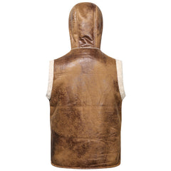 Men's Faux Fur-Lined Hooded Vest, Thickened and -Lined, Fashionable Windproof and Warm Outer Jacket for Men