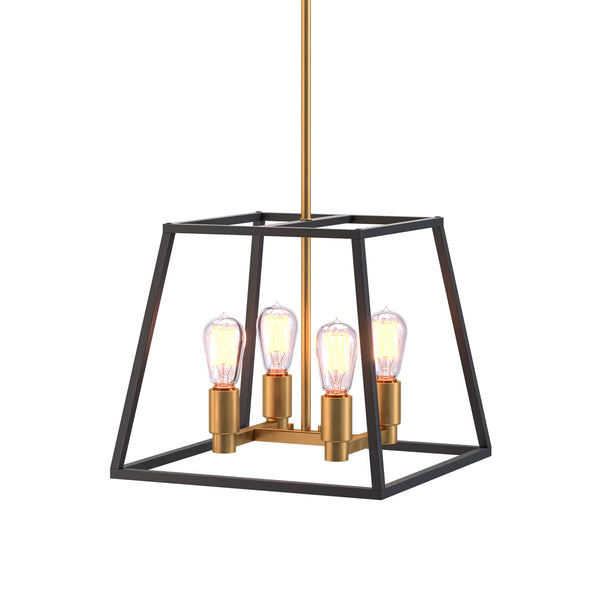 Artika Carter Square Black and Gold Chandelier Light (Without Bulbs)