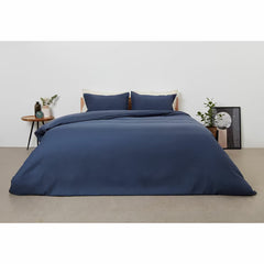 Panda Bamboo & French Linen Navy Duvet Cover Set in 3 Sizes