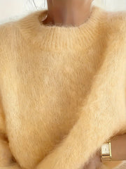 Women's Plush Sweater, High-Quality Alpaca Alpaca Material, Elegant Women's Wear, Essential for Outings, Comfortable and Fitted, Autumn and Winter