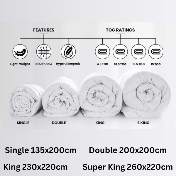 BEST HOTEL QUALITY DUVET QUILT POLYPROPYLENE OUTER COVER PLYSTER FILLED SINGLE DOUBLE KING SUPER-KING ALL SIZE 4.5 10.5 13.5 15 TOG WHITE DUVET WINTER WARM EXTRA WARM Striped Breathable King Size Washable White