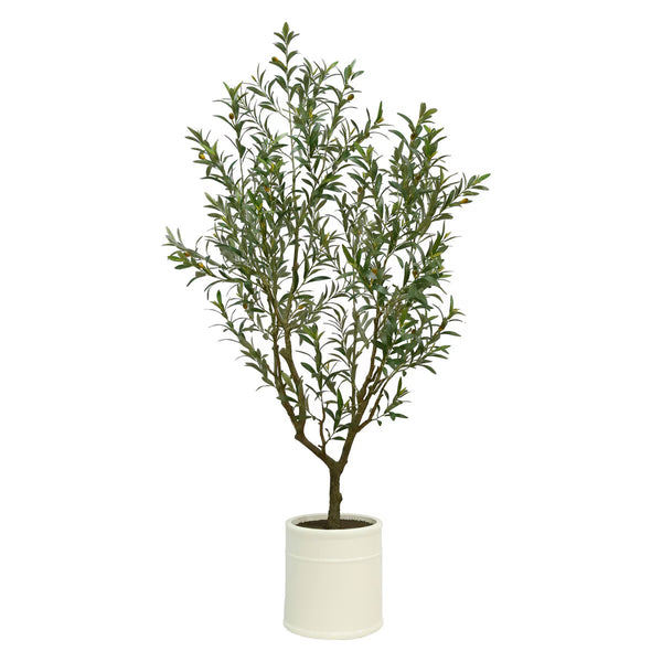 Artificial 6.5Ft Olive Tree in French Crock Planter