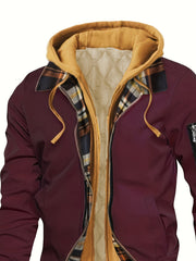 Pearson OBM Men'S Winter New Korean-Style Hooded Jacket, a Casual And Trendy Outerwear, Solid Color, Formal Style, with Zipper Details
