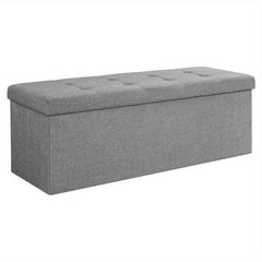 Storage Ottoman, Padded Foldable Bench, Chest with Lid, 120L Capacity, Holds up to 300 kg, for Bedroom, Hallway, Living Room, Light Grey LSF84GYX