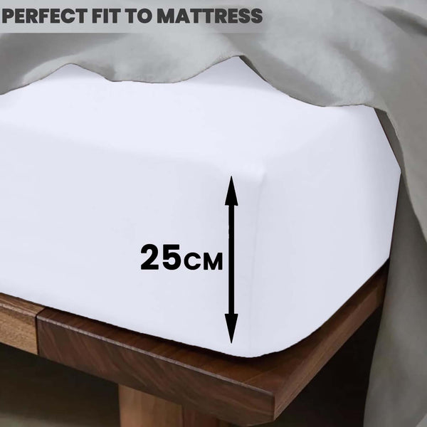 1pc 25cm Extra Deep Fitted Sheet – Solid Color Hotel-Quality Bedsheet, Ultra-Soft & Brushed Microfiber Bedding Sheet, Machine Washable, Single, Double, King, & Super King Sizes Available