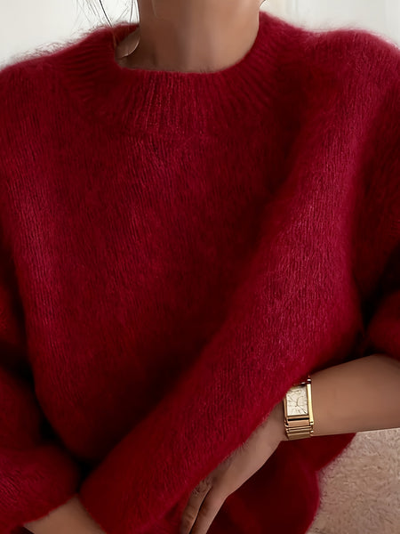 Women's Plush Sweater, High-Quality Alpaca Alpaca Material, Elegant Women's Wear, Essential for Outings, Comfortable and Fitted, Autumn and Winter