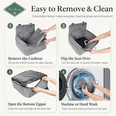 Paws Sauvy Dog Car Booster Seat with Safety Strap, Cozy Travel Bed for Small And Medium Dogs, Stable, Easy to Clean, 8 Colors Available