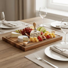 Acacia Wood Chopping Board Set of Four (Three Chopping Boards And One Stand); Thick, Solid Acacia Wood Chopping Boards, Suitable for Use in The Kitchen; Wooden Chopping Boards in Various Sizes; Wooden Chopping Boards for Kitchen Use