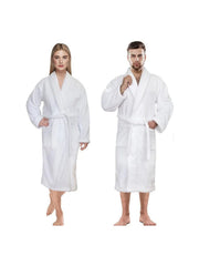 Unisex Bathrobe 100% Egyptian Cotton Terry Toweling Shawl Dressing Gown White Perfect for Hotel Spa Mens & Womens Robe