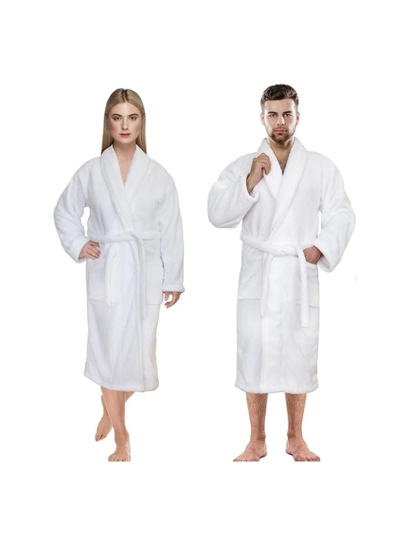 Unisex Bathrobe 100% Egyptian Cotton Terry Toweling Shawl Dressing Gown White Perfect for Hotel Spa Mens & Womens Robe
