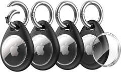 Unbreakcable 360° Protective Case for Airtag, [4-Pack] Airtags Keyring Holder, Scratch-Resistant, Lock Design, Keychain for Airtag, TPU Full Cover Case for Key, Bag, Luggage, Pet Collar (Black & Blue)