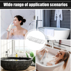 Bathroom Countertop Storage Rack, Practical Shelf, Expandable Bathtub Tray Adjustable Length Clear Bathtub Bridge Rack, Plastic Bath Shelf, Bathroom Accessories Storage, 56.5~80*18*4.5CM