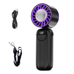 Rechargeable Handheld Cooling Fan, Portable Mini Fan with Stepless Speed Control & Smart LED Display, 3-in-1 Desktop/Neck-Hung Fan, USB Rechargeable, Quiet & Lightweight for Travel Office Outdoor