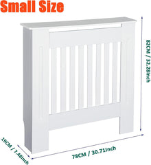 Radiator Cover Cabinet Large Small Wooden Radiator Cover, White Wood Painted MDF Cabinet Heater Cover Cabinet, Slats, Grill, Wood Top Shelf Easy Assembly for Living Room, Hallway, Bedroom Decoration