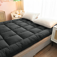 1200 GSM Microfiber Mattress Topper, 10.16 cm Thick, Plush And Fluffy, Suitable for Single, Double, And King Sizes, Featuring Box Stitching, Extra Thick for Halloween And Christmas Presents.