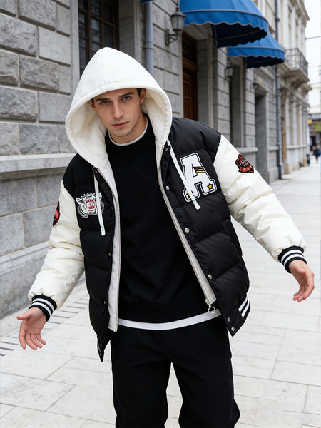 Men'S American-Style Embroidered Hoodie Jacket for Couples, Thickened for Autumn And Winter, Baseball Coat