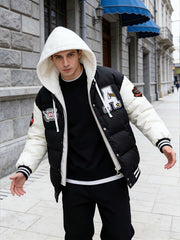 Men'S American-Style Embroidered Hoodie Jacket for Couples, Thickened for Autumn And Winter, Baseball Coat