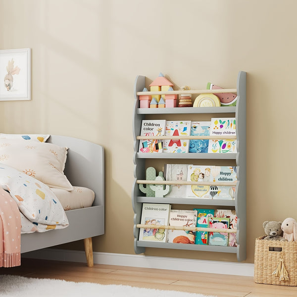 1pc Bookshelf Ledge | Book Organizer with Bookshelves, Pine E1 MDF, Green, Cubby Shelf, Freestanding, Suitable for Various Room Types
