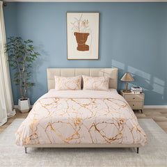 Solid Color Bronzing Stone Pattern Creative Fashion Design Bed Three-piece Set with 2 Pillowcases and 1 Duvet Cover, Soft and Comfortable, Suitable for Bedding in All Seasons, Camel, 135*200cm / 200*200cm / 220*230cm / 230*260cm