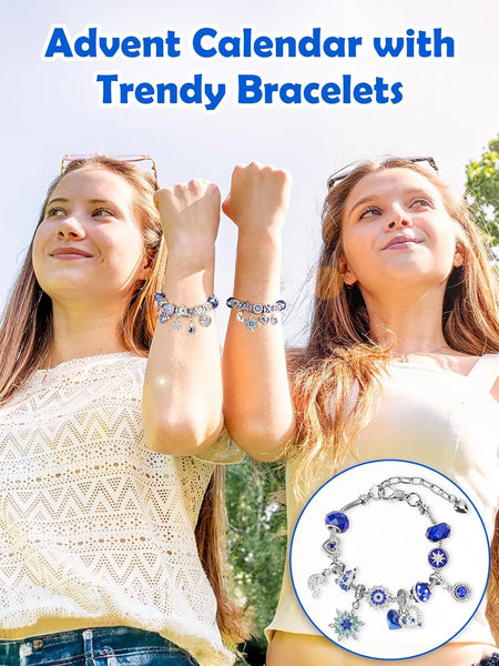 Girls Advent Calendar 2025 Women Jewellery: Ladies Charm Bracelet Advent Calendar 2025 Women Stocking Fillers for Teenage Girls Xmas Gifts Teen Girl