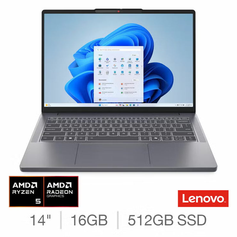Lenovo Ideapad Slim 3, AMD Ryzen 5, 16GB RAM, 512GB SSD, 14 Inch Laptop, 83K600EKUK