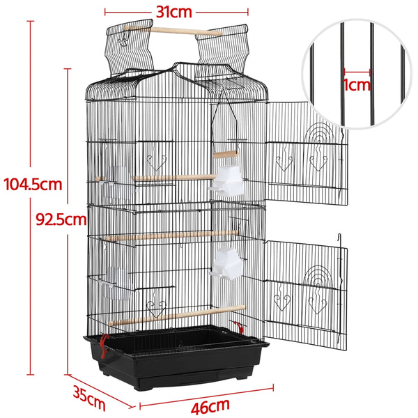 Costoffs Bird Cage Open Top Metal Birdcage with Tray, Feeders, Double-Door, 104.5cm Height
