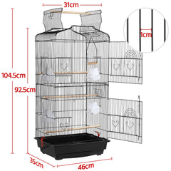 Costoffs Bird Cage Open Top Metal Birdcage with Tray, Feeders, Double-Door, 104.5cm Height